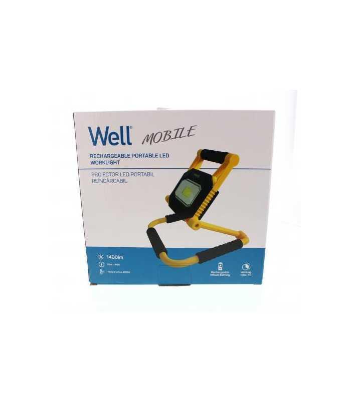 proiector led portabil reincarcabil 20w 1400lm ip65 well 3