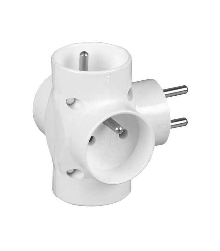 R-47 Conector AC supply splitter Layout 2P Type round white TIMEX-ELEKTRO