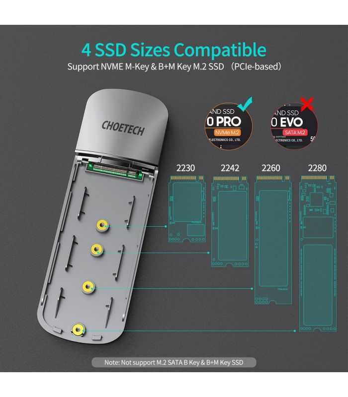 rack extern nvme m2 ssd usb type c gen 2 cu carcasa choetech pc hde16 2