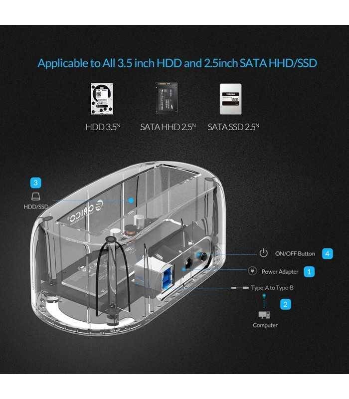rack hdd 25 35 inch usb 30 transparent cu docking station orico 3