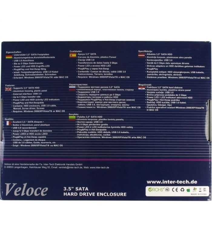 Rack Hdd Inter Tech Veloce Gd 35612 35 Inch Usb 30 Negru