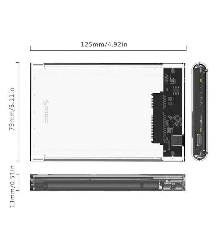 rack hdd orico 2139c3 usb 31 gen1 25 transparent 2