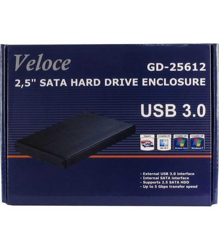 Rack Hdd Usb30 25 Sata Inter Tech Veloce Gd 25612 Negru Aluminiu 78x13x132mm