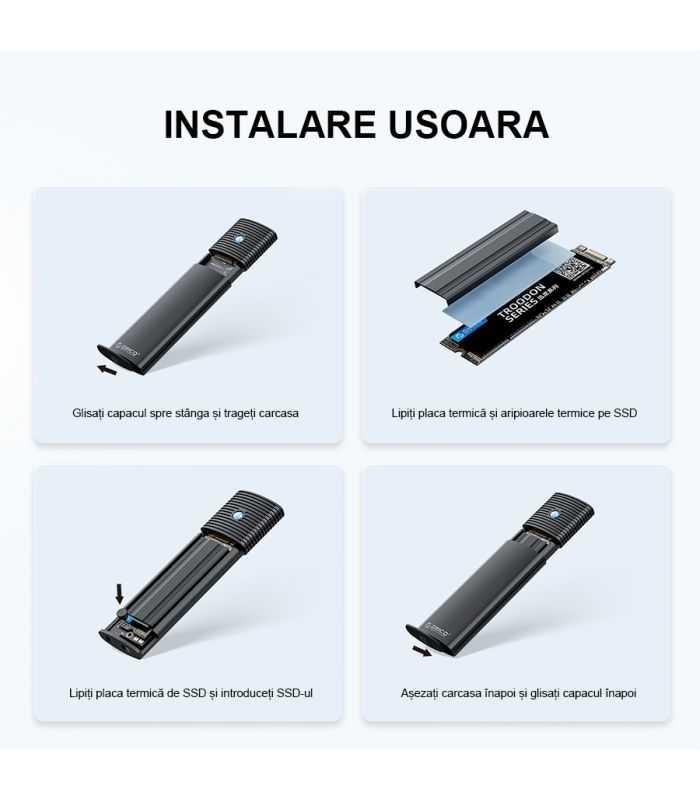 Rack Ssd Usb32 Gen1 Type C Sata M2 Negru Orico Pwm2 Bk
