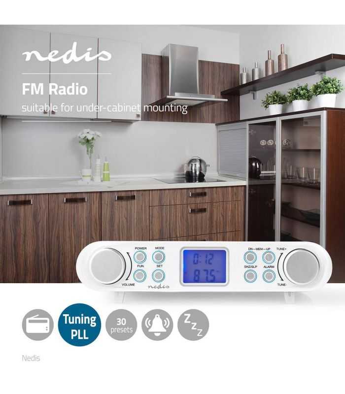 Radio Fm De Bucatarie Montabil Sub Cabinet 30 De Posturi Presetate Alb Nedis