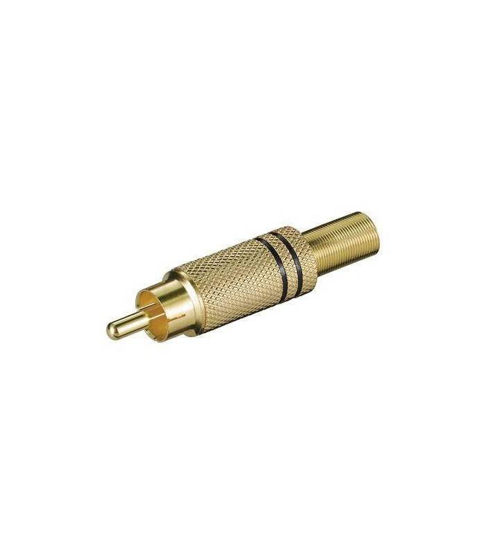 RCA mufa RCA tata metal aurit inel negru Goobay