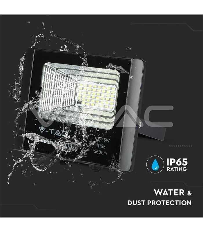 reflector led 12w 6000k 550lm cu incarcare solara v tac 1