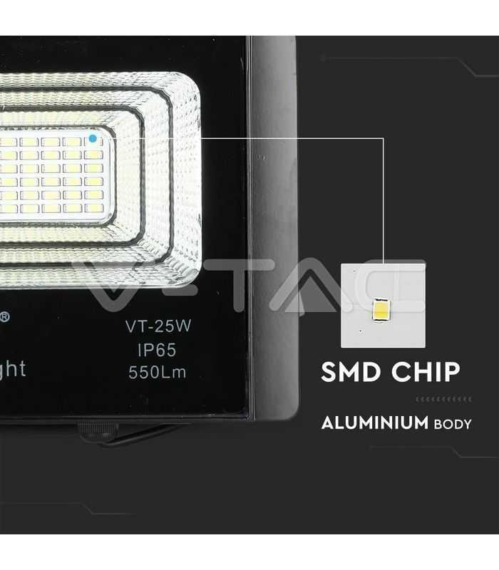 reflector led 12w 6000k 550lm cu incarcare solara v tac 2