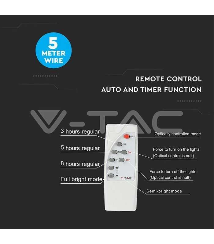 reflector led 12w 6000k 550lm cu incarcare solara v tac 3