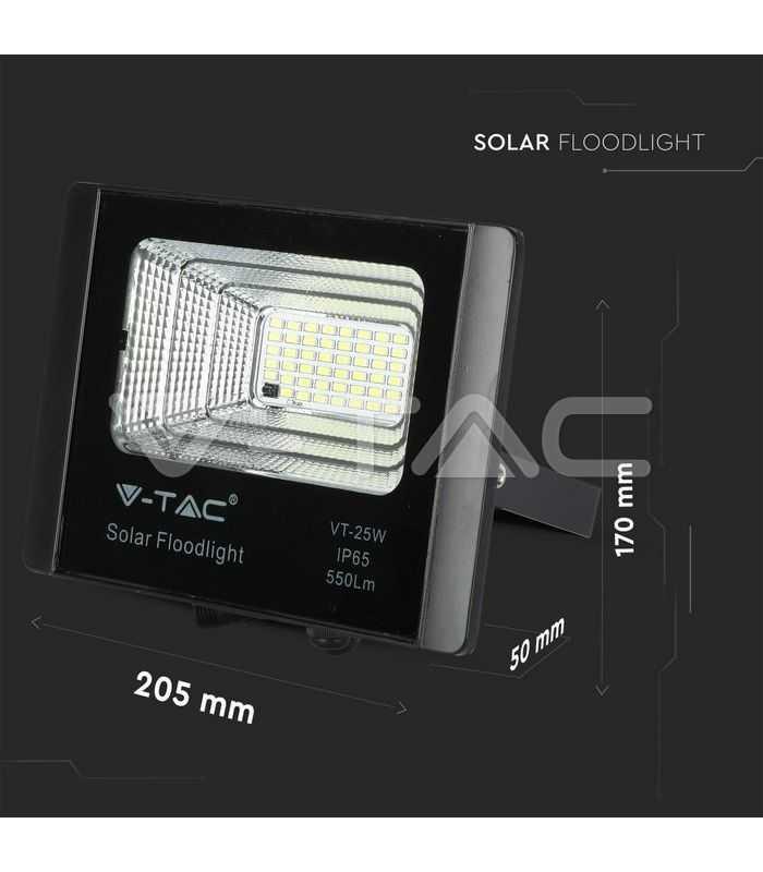 reflector led 12w 6000k 550lm cu incarcare solara v tac 4