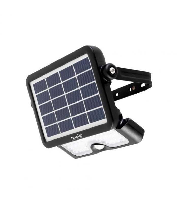 Reflector LED 6000K alb rece cu panou solar cu senzor de miscare 5W 500lm IP65 HOME FLP 500 SOLAR