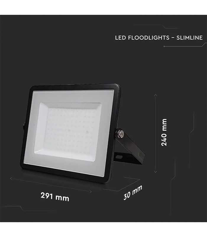 Reflector Led Smd 100w 8000lm 6400k Ip65 Negru Cu Cip Samsung V Tac Sku 414