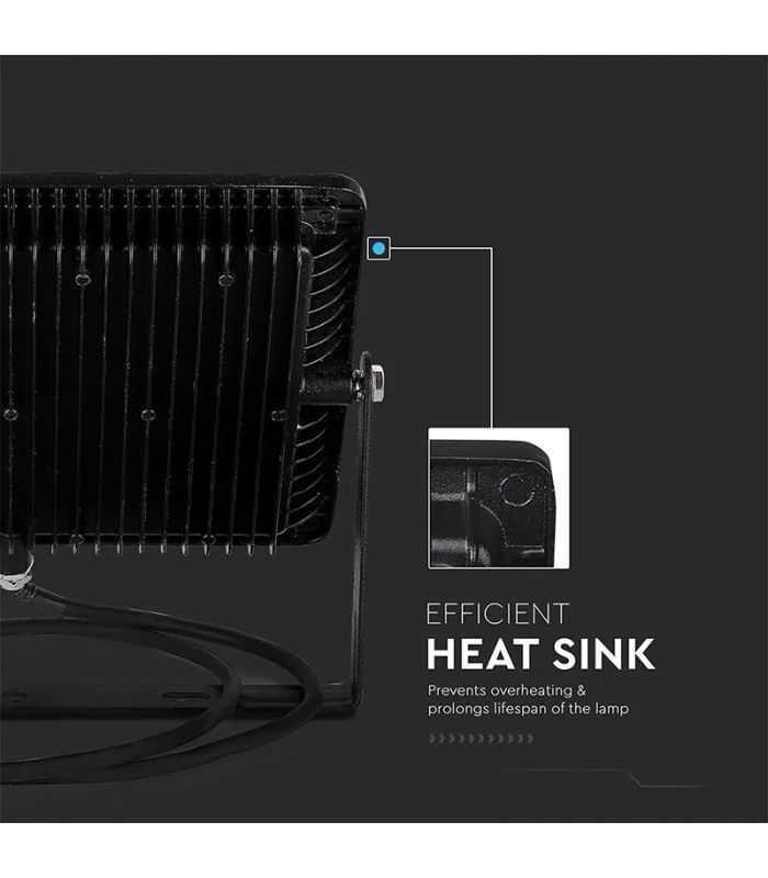 Reflector Led Smd 100w 8000lm 6400k Ip65 Negru Cu Cip Samsung V Tac Sku 414