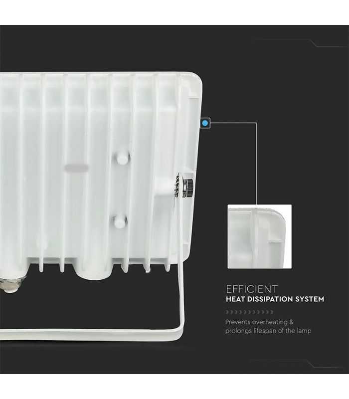 Reflector Led Smd 20w 6500k Alb Rece 1620lm Ip65 Alb V Tac Sku 215951
