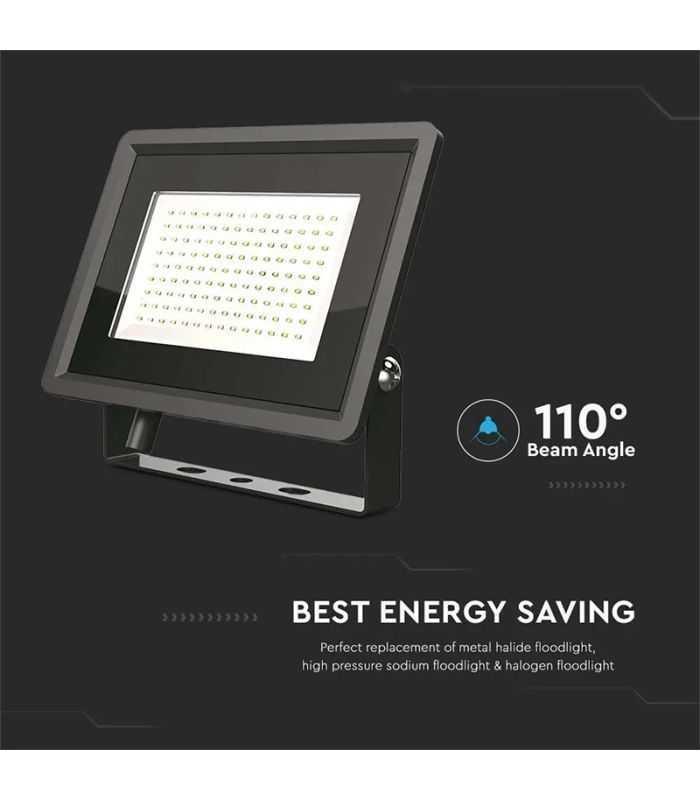 Reflector Led Smd Cip Samsung 100w 8700lm 4000k Ip65 Negru V Tac