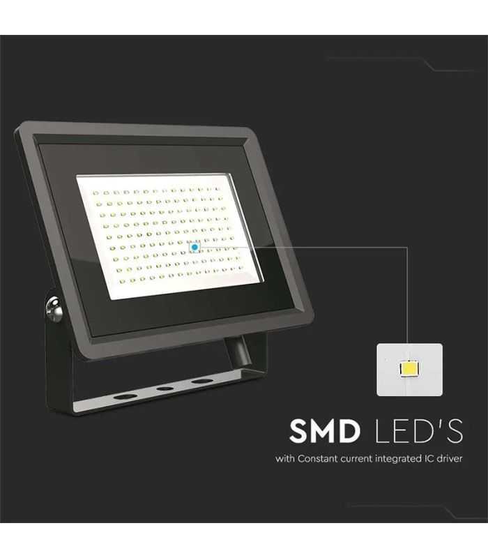 Reflector Led Smd Cip Samsung 100w 8700lm 4000k Ip65 Negru V Tac