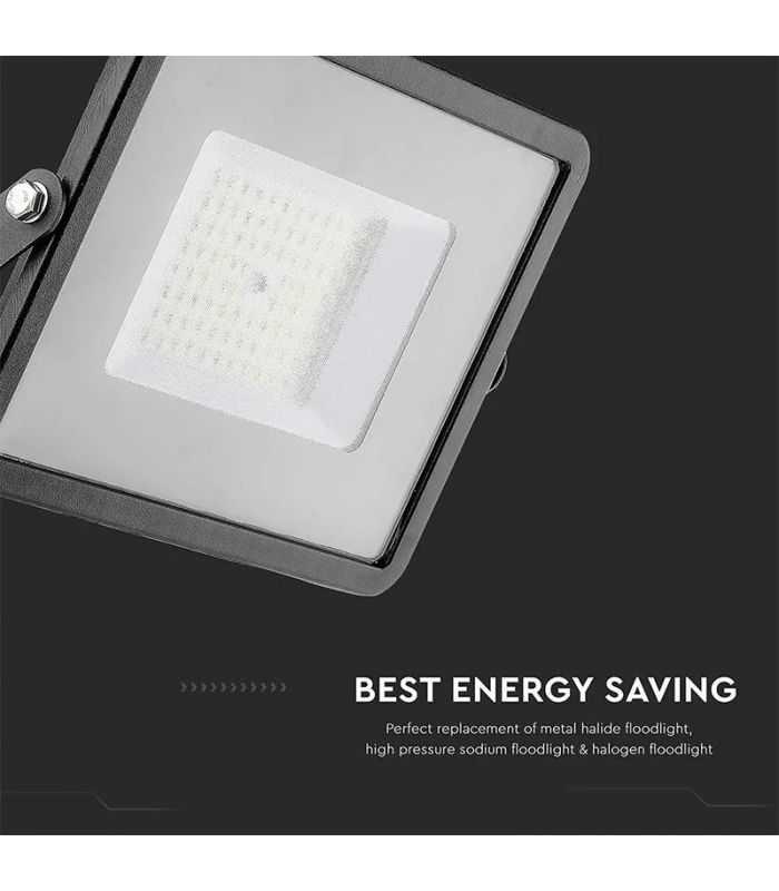 Reflector Led Smd Slim 50w 5750lm 6500k Ip65 Negru Cip Samsung V Tac Sku 21761