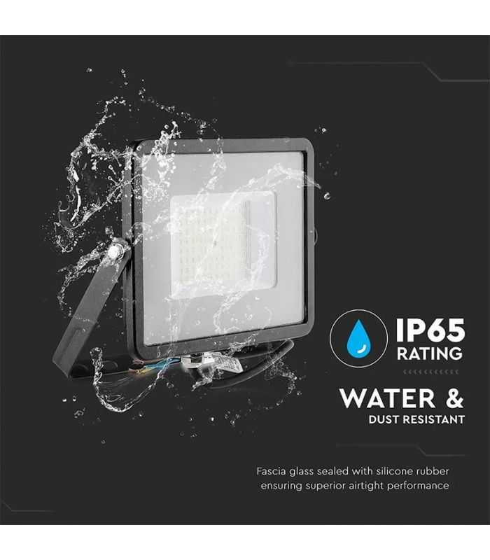 Reflector Led Smd Slim 50w 5750lm 6500k Ip65 Negru Cip Samsung V Tac Sku 21761