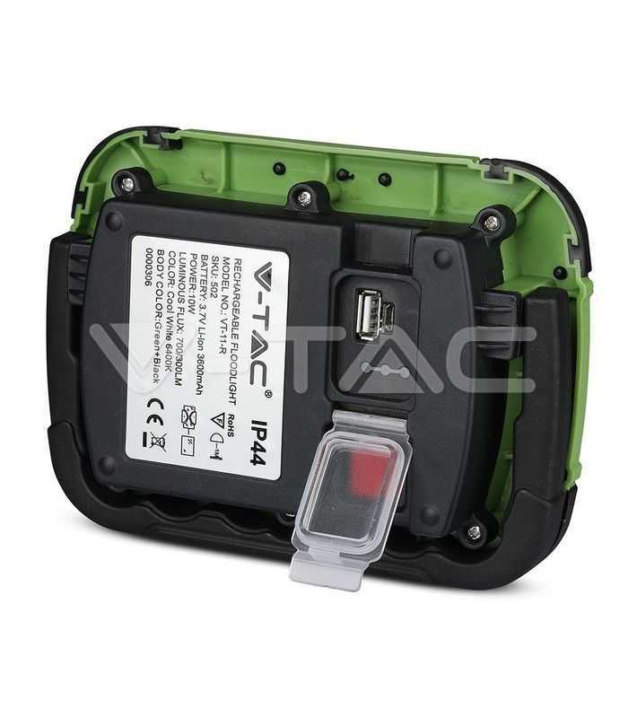 reflector portabil 10w ip44 4000k 700lm cu functie sos usb cip samsung v tac 7