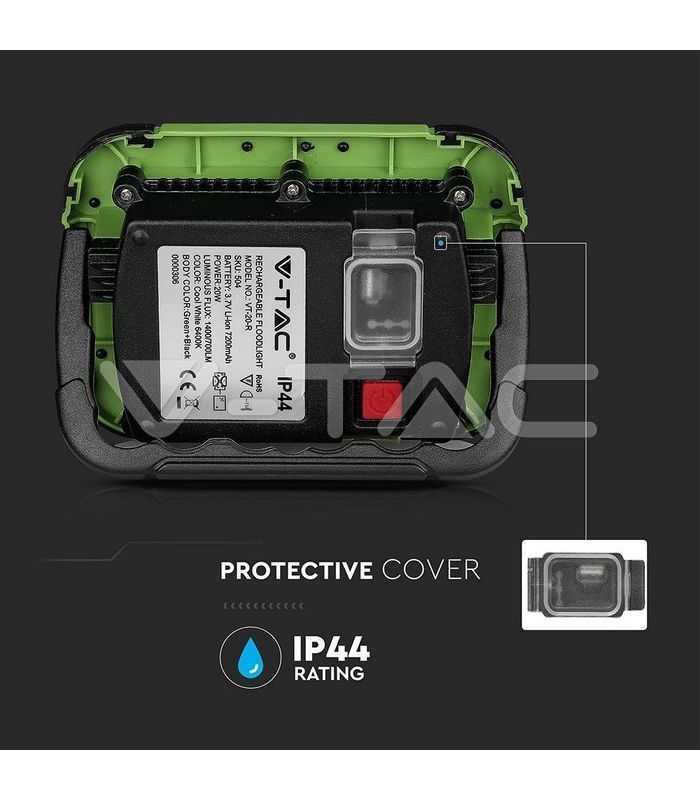 reflector portabil 20w ip44 4000k 1400lm cip samsung v tac 2