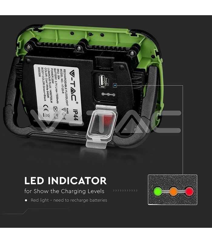 reflector portabil 20w ip44 4000k 1400lm cip samsung v tac 4