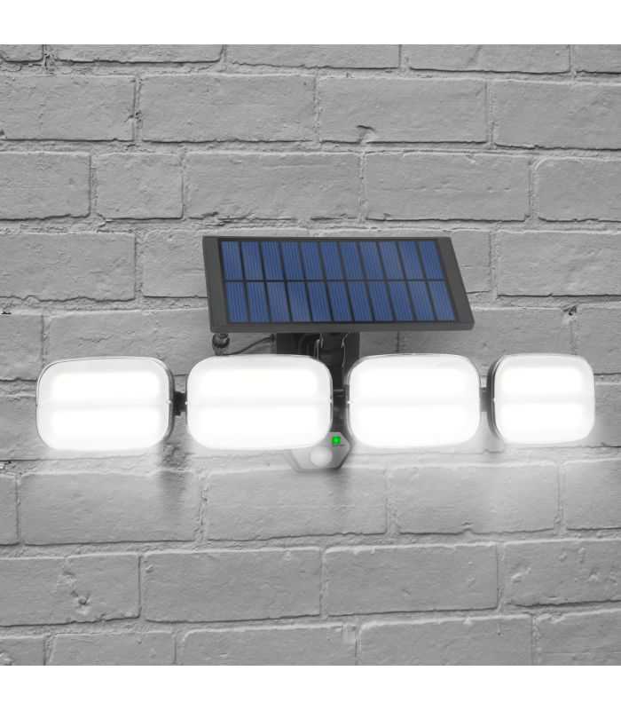 reflector solar 10w 600lm ip65 cu senzor de miscare cu unitate solara prin cablu 8 led uri cob 1