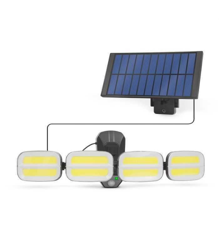 Reflector solar 10W 600lm IP65 cu senzor de miscare cu unitate solara prin cablu 8 LED-uri COB