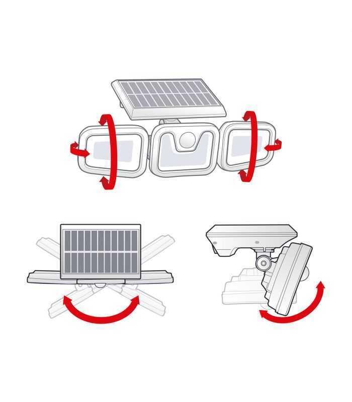 reflector solar 10w 600lm ip65 rotativ cu senzor de miscare 3 led uri cob 2
