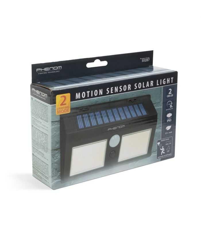 Reflector Solar Cu Senzor De Miscare Perete 5w 300lm Cob Led Ip65 Phenom Lighting 55287