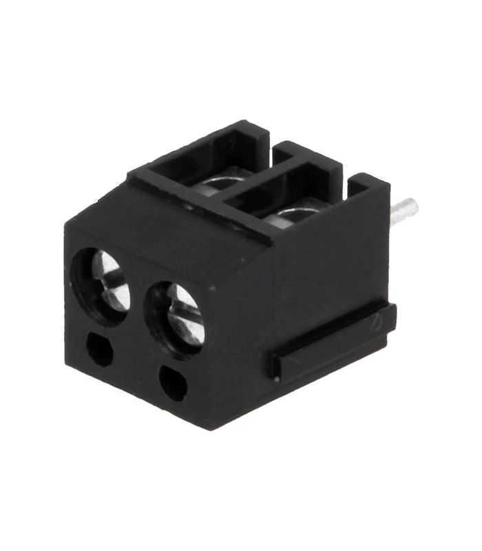 Regleta 2 contacte de conexiuni placa PCB in unghi 90 5mm 2 piste max.2.5mm2 negru DEGSON ELECTRONICS DG300-5.0-02P-13-00AH