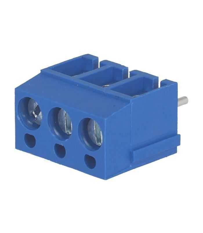 Regleta 3 contacte albastra de conexiuni placa PCB in unghi 90 5mm 3 piste max.2.5mm2 albastru DEGSON ELECTRONICS DG300-5.0-03P-