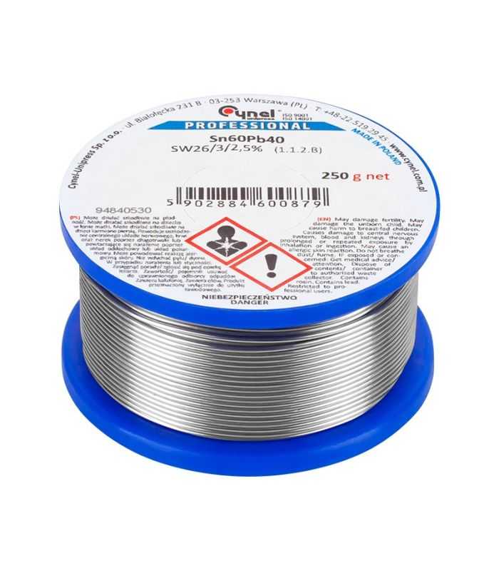 Rola fludor SN60 PB40 CYNEL 2.5mm 250Grame LUT0111-250