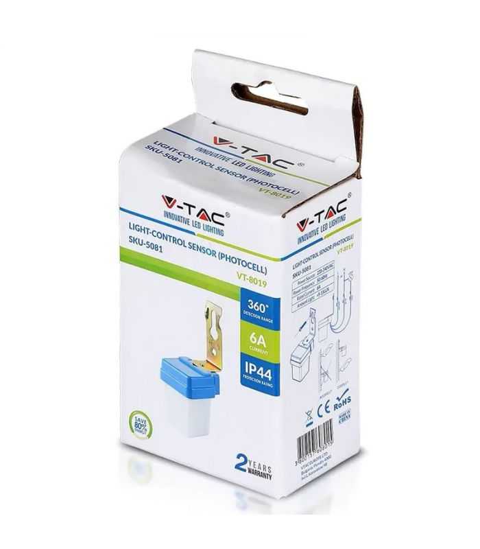 Senzor De Lumina Fotocelula 6a Ip44 V Tac Crespuscular Zi Noapte