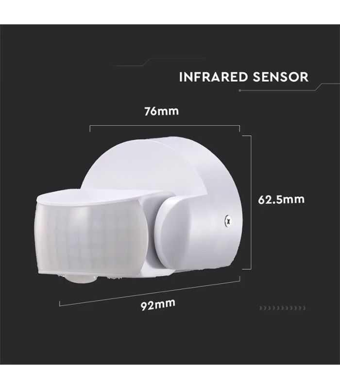 Senzor De Miscare 180 360 Grade 12m 1200w Alb V Tac