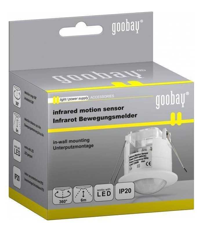 senzor de miscare alb cu infrarosu pentru interior goobay 1