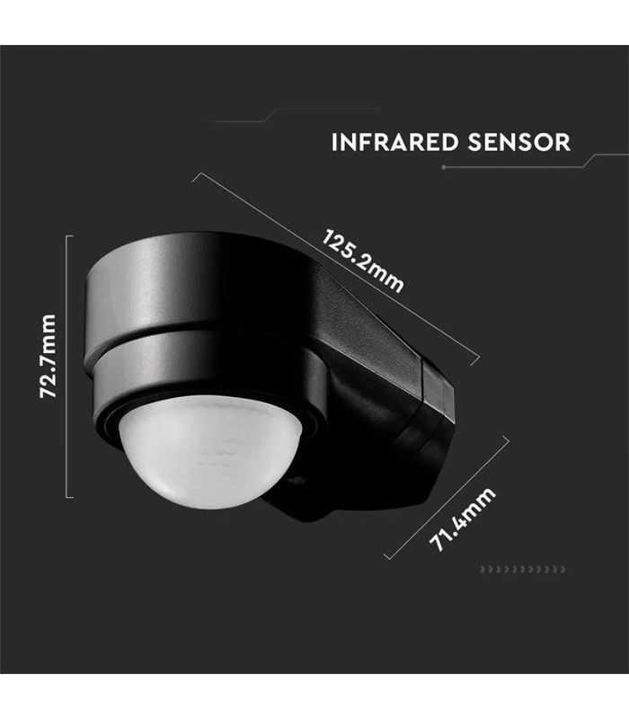 Senzor De Miscare Pe Colt 240 Grade 1200w 10m Negru V Tac