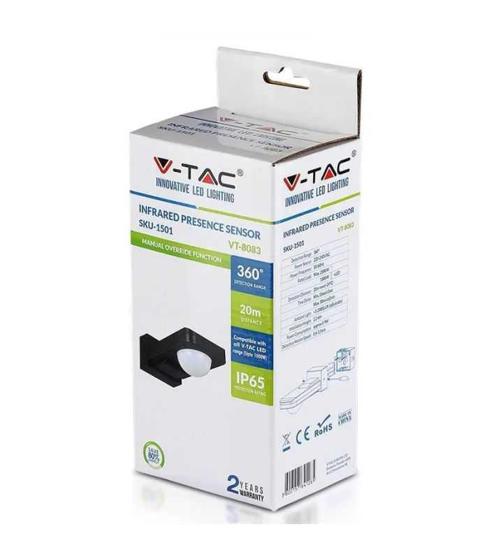 Senzor Miscare 360gr 1000w Negru V Tac