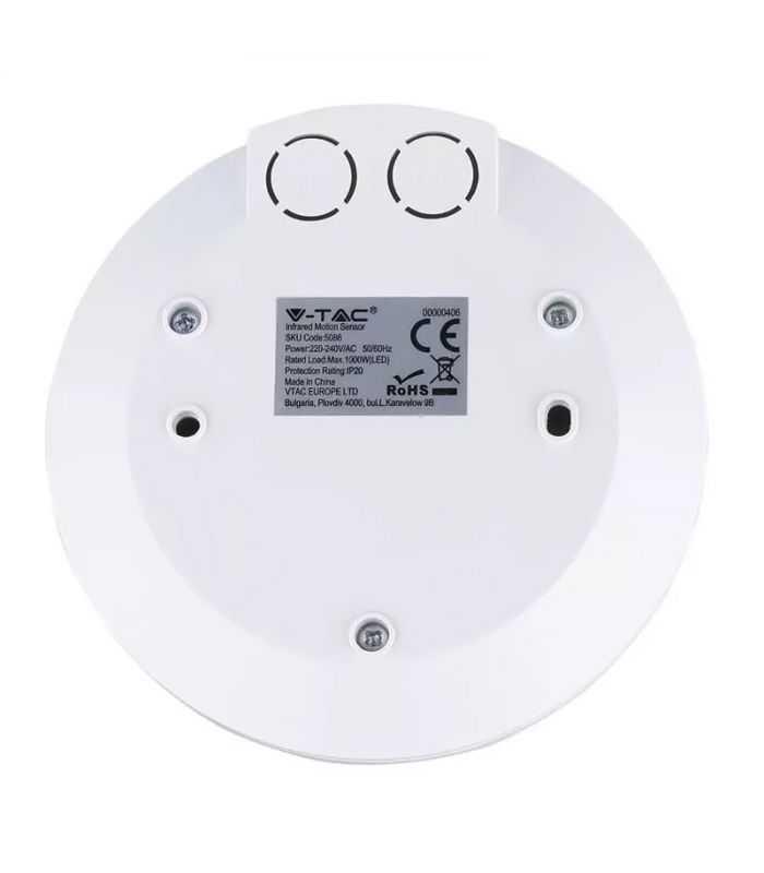 senzor miscare cu montaj pe tavan 360 grade alb max 2000w v tac 3