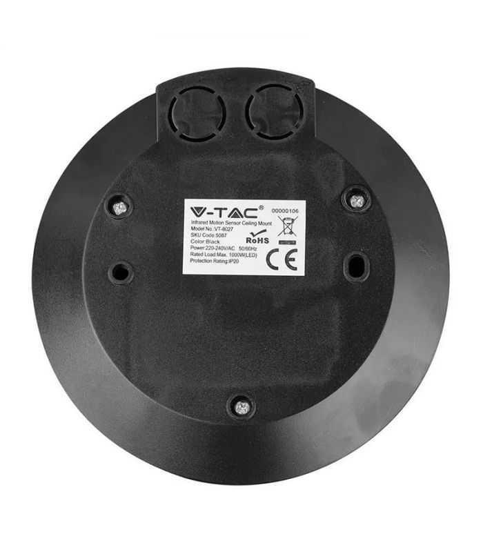 senzor miscare cu montaj pe tavan 360 grade negru max 2000w v tac 3
