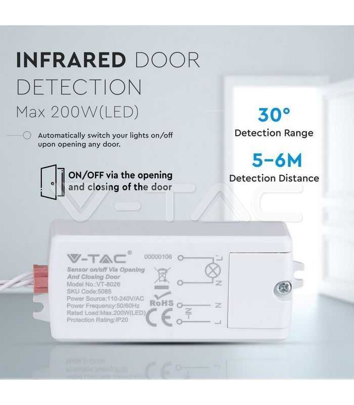 senzor miscare on off reactie la inchidere si deschidere usa max 500w v tac 1