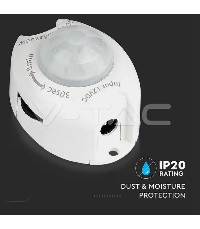 senzor miscare pentru banda led 12v 36w detectie 2 5m temporizare 3 sec 6 min v tac 7