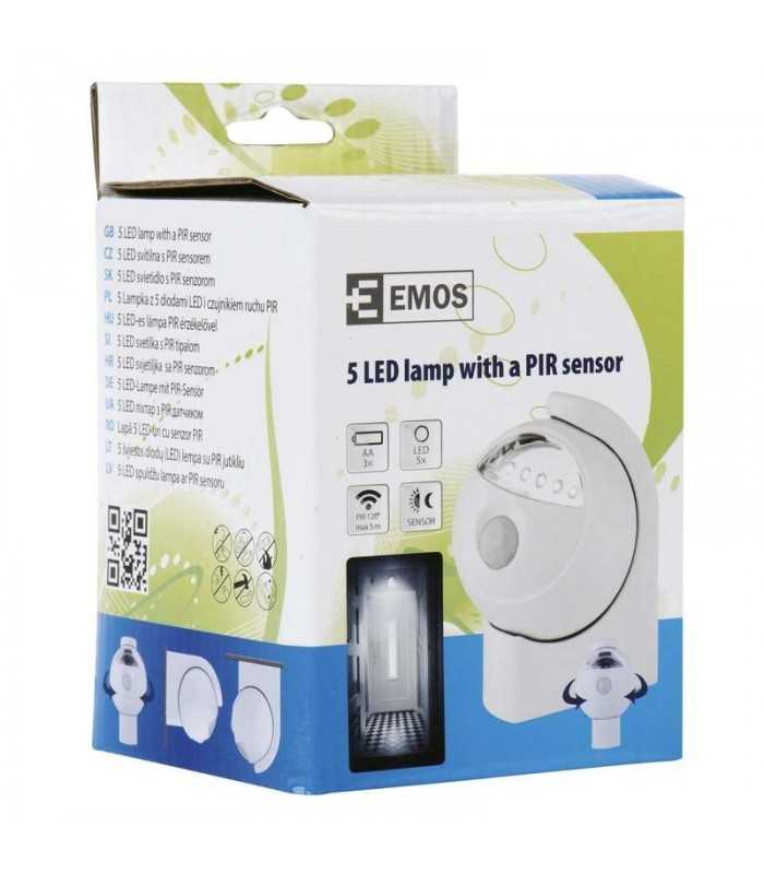 senzor pir 5 led 3x aa r6 rotabil 360 grade emos 1