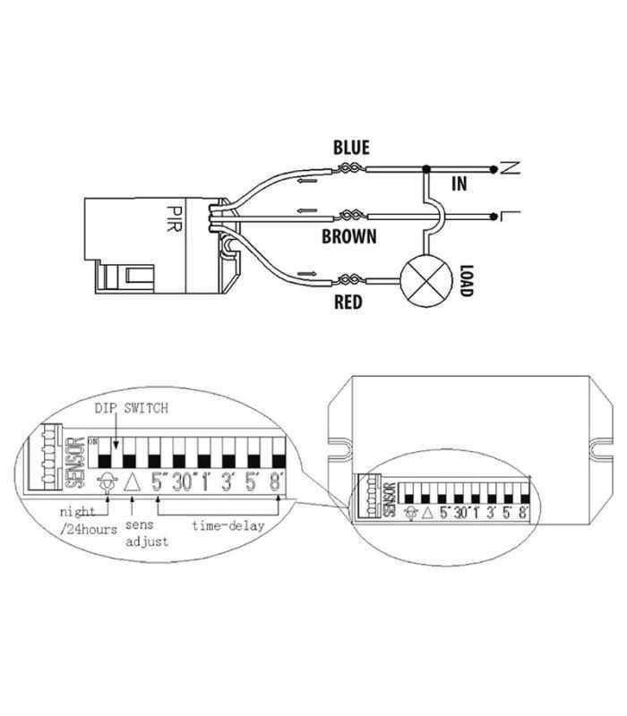 senzor pir senzor extern 800w 360grade mce32 2
