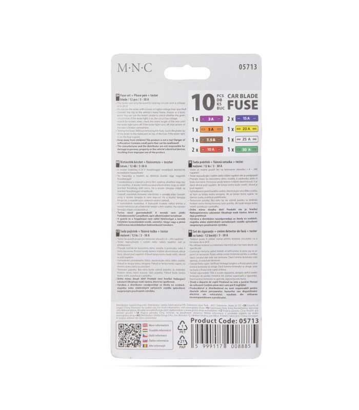 Set 10 Sigurante Auto 19x13mm 3 5 75 10 15 20 25 30a Creion De Faza Tester 6 24v Mnc 05713