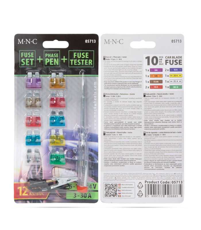 Set 10 Sigurante Auto 19x13mm 3 5 75 10 15 20 25 30a Creion De Faza Tester 6 24v Mnc 05713