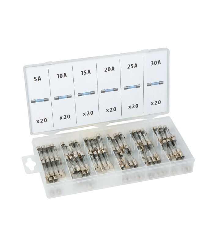 Set 120 sigurante rapide de sticla 6x32mm 5 10 15 20 25 30A in cutie de depozitare M`N`C 05714