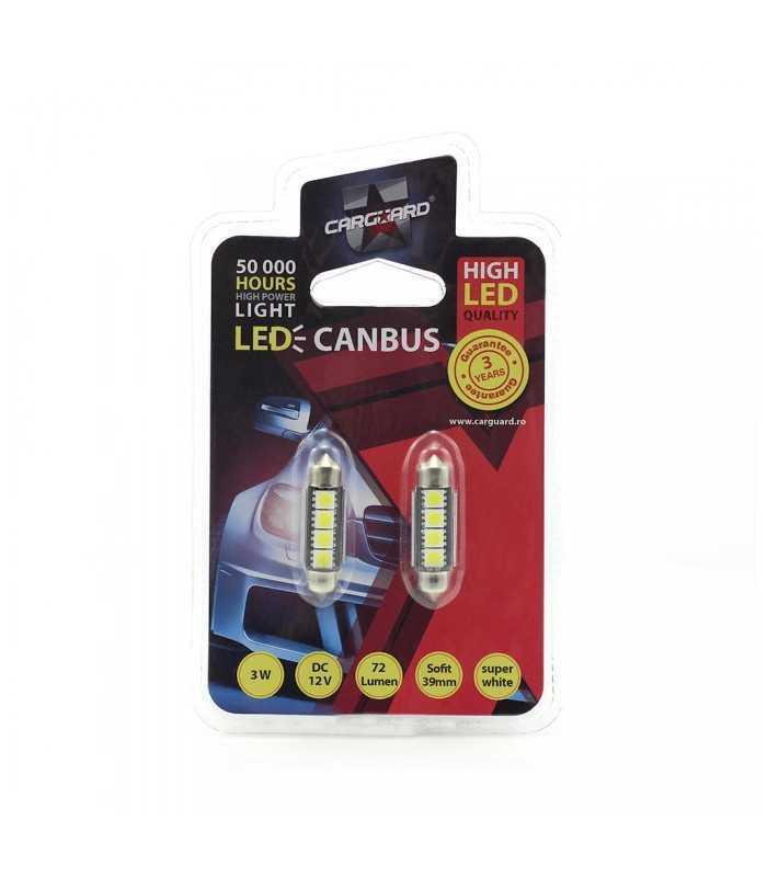 set 2 becuri led 12v 3w 72lm sofit 39mm canbus plafoniera carguard 1