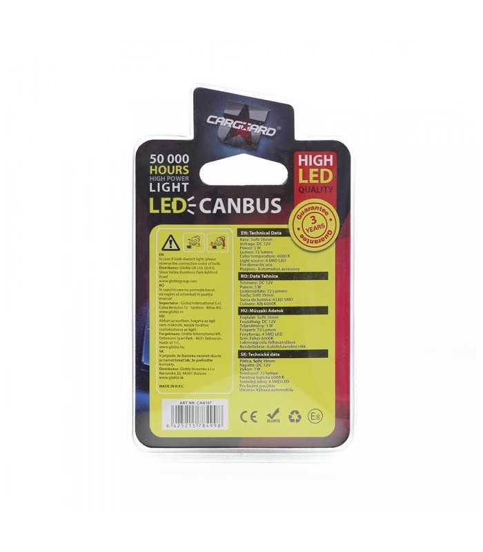set 2 becuri led 12v 3w 72lm sofit 39mm canbus plafoniera carguard 4