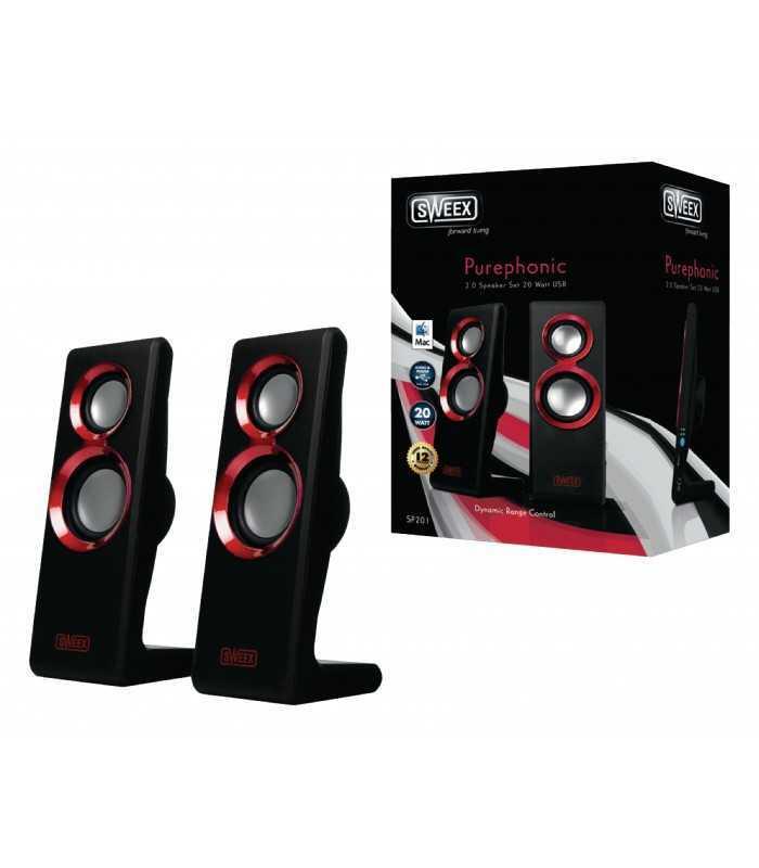 Set 2 difuzoare Purephonic USB 2.0 20W rosu SWEEX