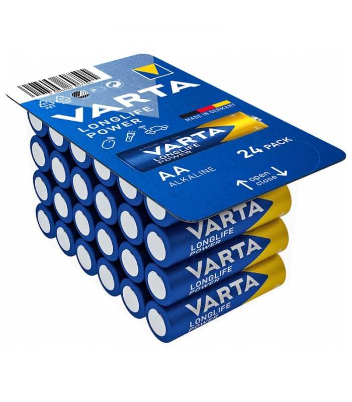set 24 baterii varta longlife power alcaline aa lr6 15v 1